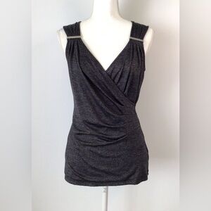 White House Black Market Faux Wrap Sleeveless Blouse Top Shirt
